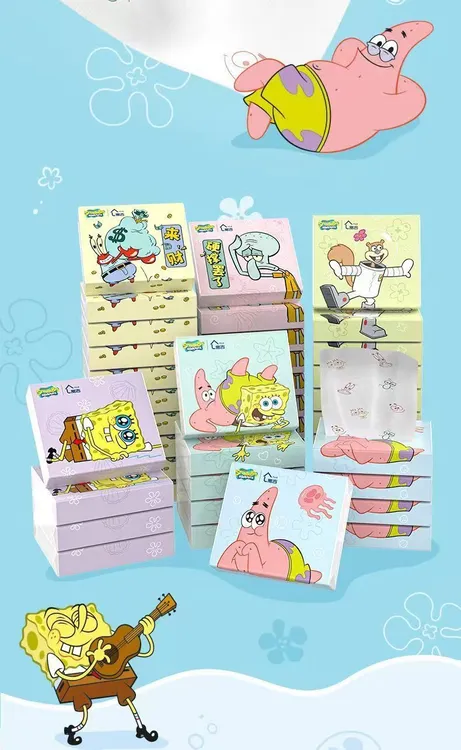  【许愿&相同+1】印花抽纸卡通海绵宝宝加菲猫多款小包面巾纸