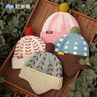 尼多熊2025新款儿童帽子宝宝护耳帽保暖男女童针织毛线帽秋冬防寒