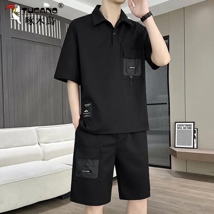 TUCANO/啄木鳥夏季新款男士潮流时尚套装帅气休闲百搭翻领两件套