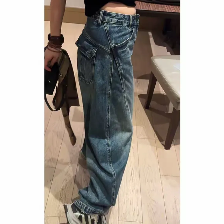 《牛逼卡拉斯牛仔裤》高腰宽松牛仔裤女裤休闲裤牛仔直筒裤