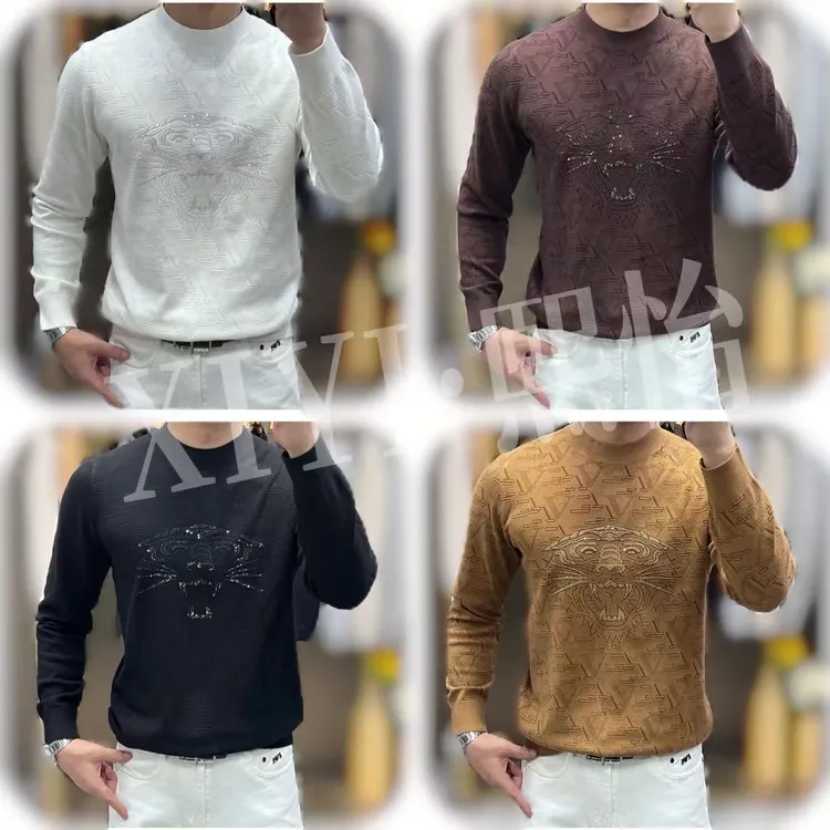 【XI.YI/熙怡】男士秋冬新款百搭蓄热时尚提花伊利绒针织衫 5258825