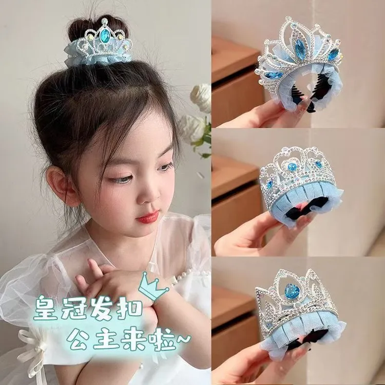 蓝色冰雪公主蝴蝶结儿童发饰大发夹发卡发圈皮筋头绳女孩头饰