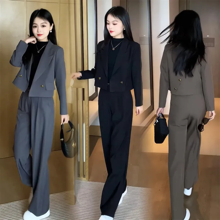 小个子时尚西装套装女装短款2025春秋新款职业气质西服外套两件套