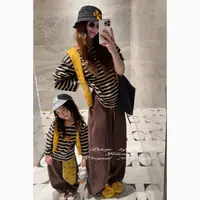【条纹小狗】四Hihoniya~2025秋季亲子小狗条纹撞色慵懒宽松长袖T