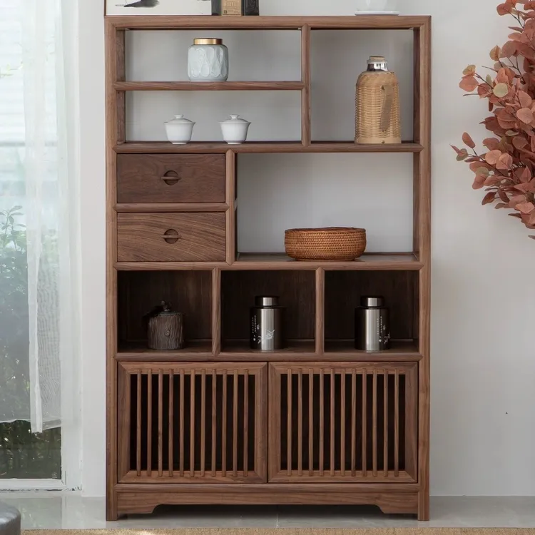 实木博古架老榆木茶室茶叶茶具架多宝阁餐边柜储物柜卧室书架