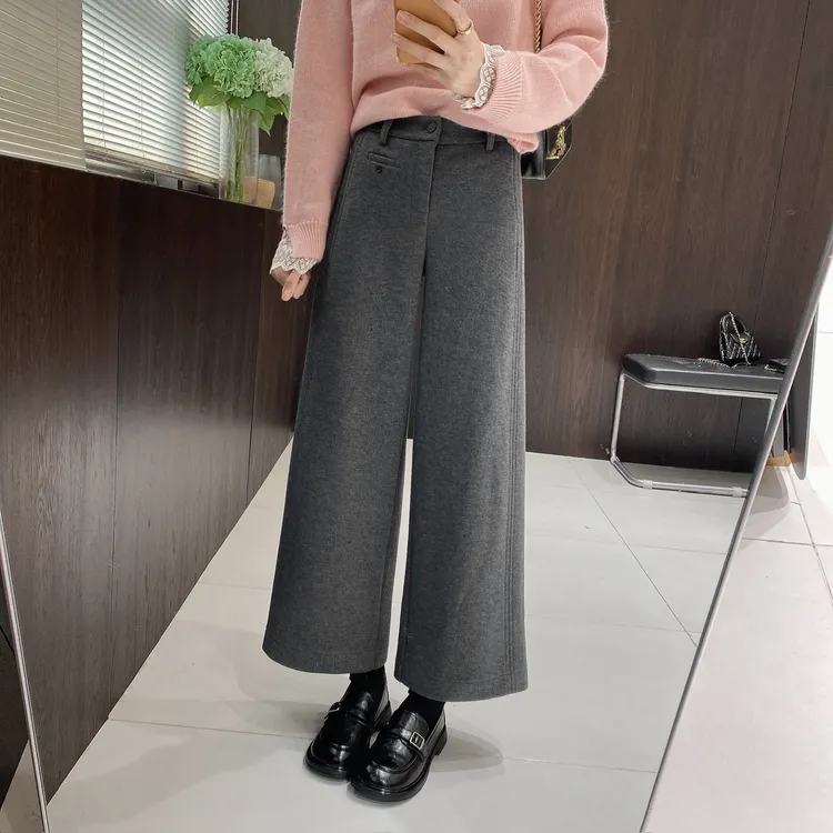 IMFLY金小金自制女装 加绒休闲裤DYK2897秋冬松弛感百搭通勤西裤