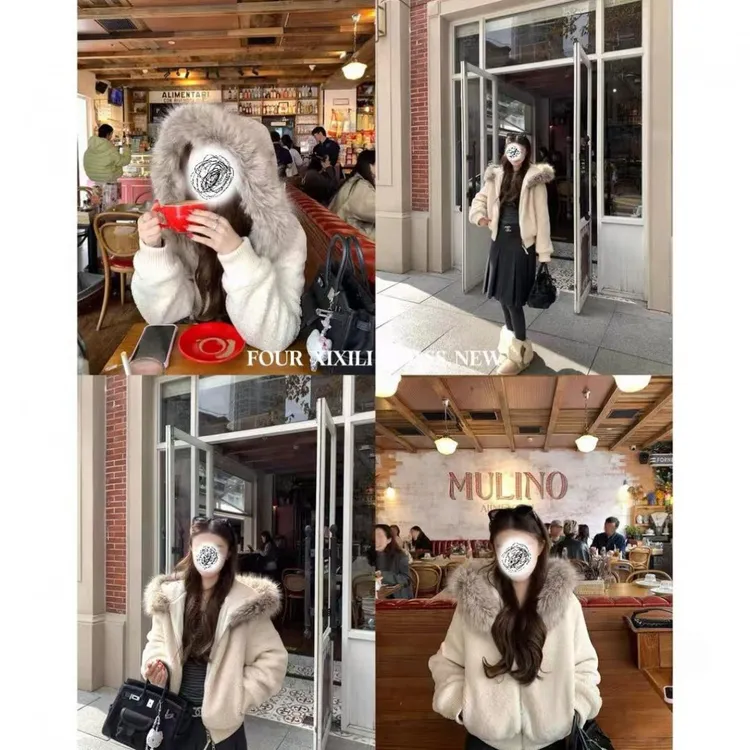 XIXI2025NEW! |阿尔娜日落 |毛领秋冬时髦款网红加厚毛毛外套