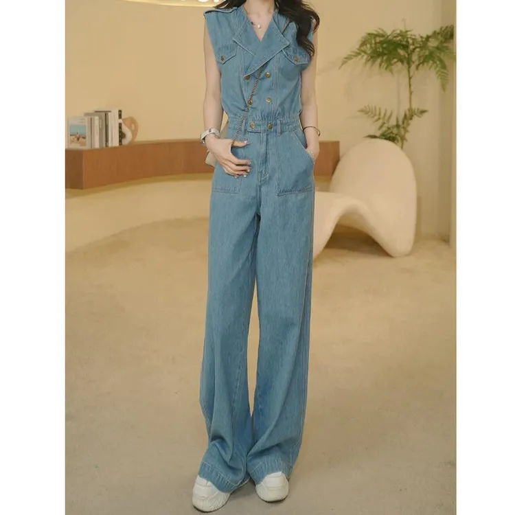 韩版气质无袖夏季新款时髦收腰直筒洋气纯欲慵懒风百搭老钱风女装