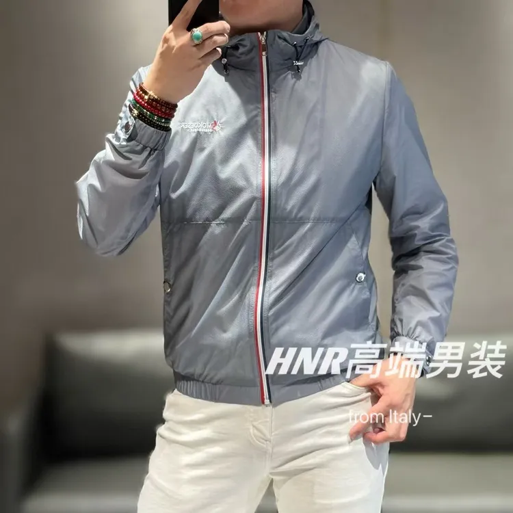 高端欧货男装迷雾珠光砂面料三防包胶拉链设计春款夹克5212