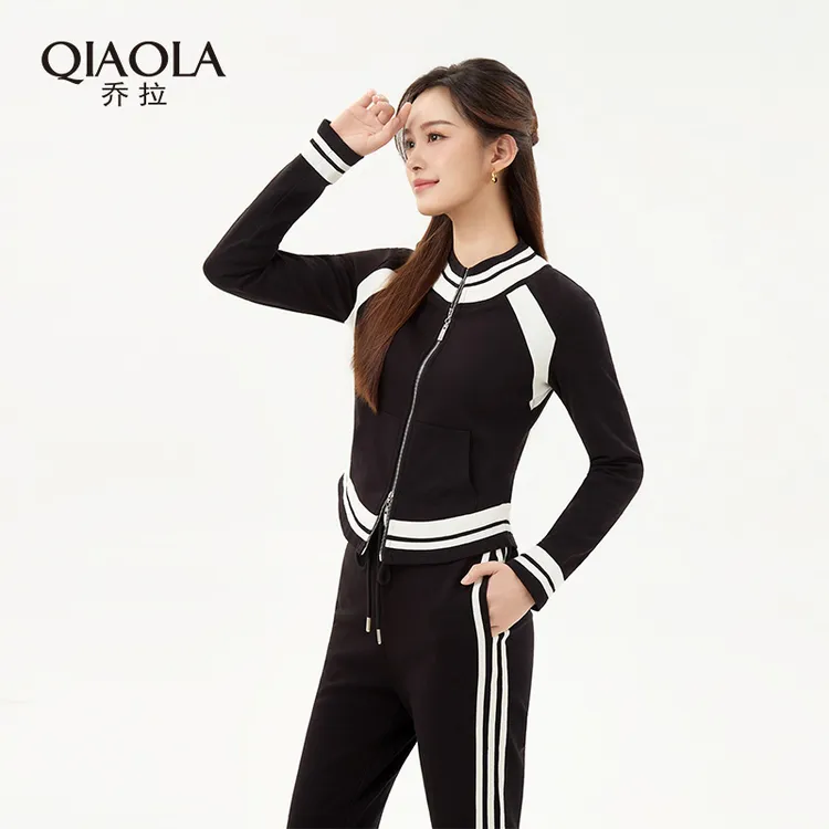 QIAOLA/乔拉【原味奥利奥】春季新款拼接设计减龄百搭时尚套装预售