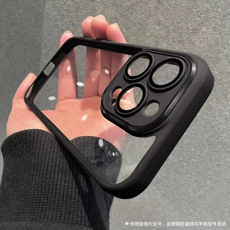 简约自带镜头膜适用iPhone15手机壳14promax苹果13透明12PM亚克力