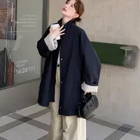 7730次品清货无售后慵懒风立领中长款风衣东1-2