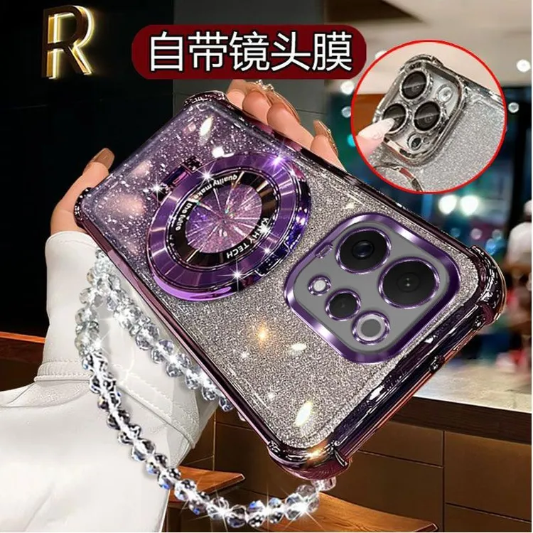 气囊防摔vivoS50手机壳V2528A高质量镜头全包闪粉CD支架轻奢女款