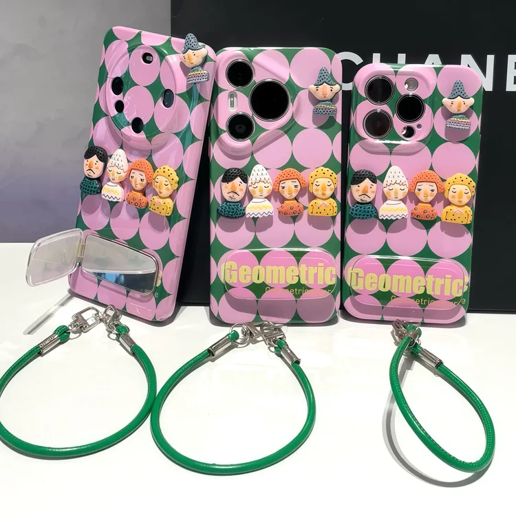 小人偶支架挂绳适用苹果16手机壳iPhone15小米14vivoppo华为p70套