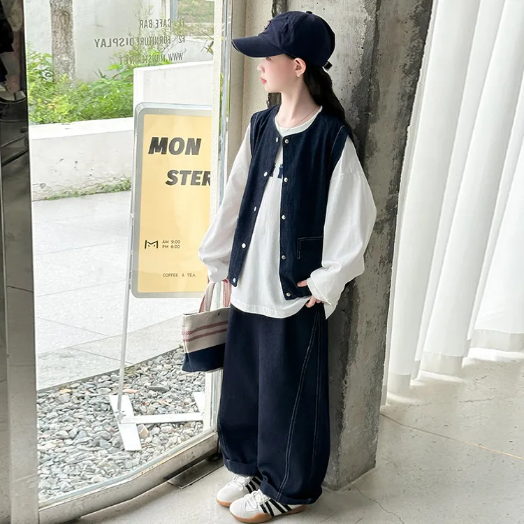 简约潮牌店铺儿童服装2025年新款衣服女童装秋装套装6-12岁高级感