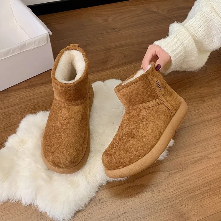 秋冬新款时尚保暖加绒加厚小个子雪地靴小土豆网红爆款短筒女棉靴