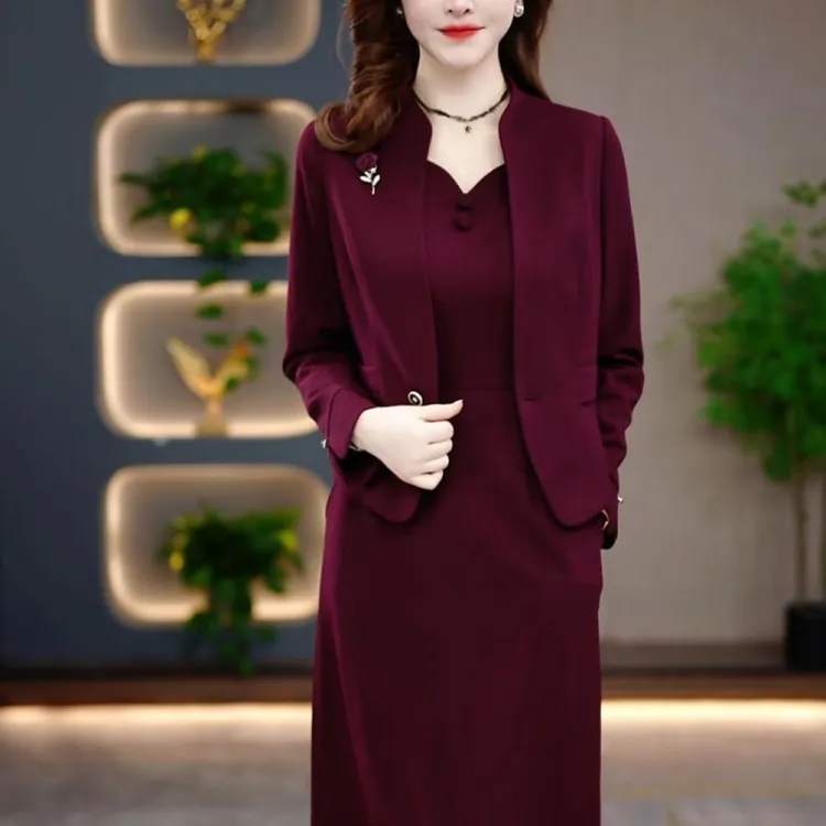 两件套秋季新连衣裙2025新款显瘦修身气质遮肚裙子MY25Y2567