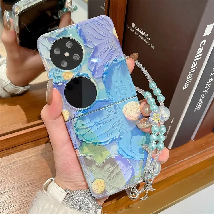 唯美油画花朵适用华为pocket2s手机壳purax折叠屏p50防摔novaflip