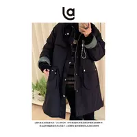 La La Begin"海边的曼彻斯特"灯芯绒领口袋拼色保暖大棉服外套