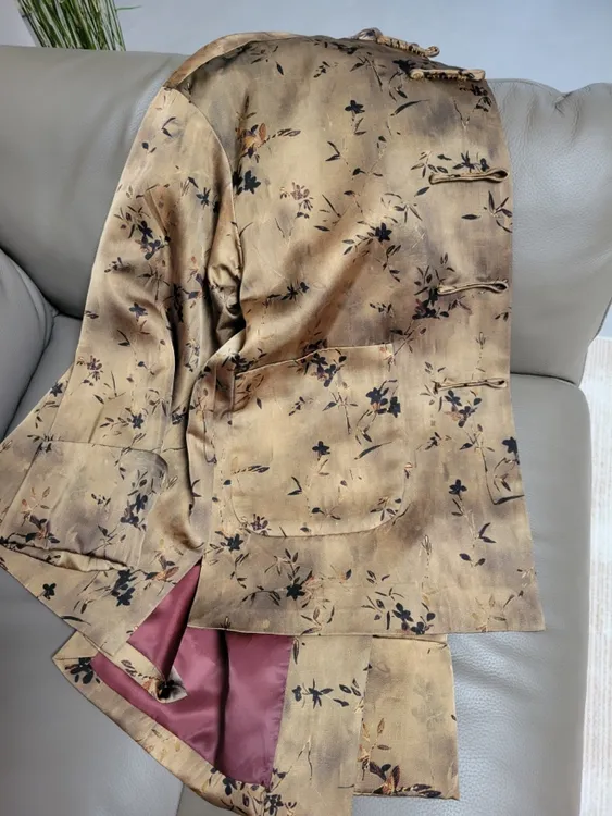 三哥手工：“墨枝”国风复古立颂中式碎花外套，时尚休闲