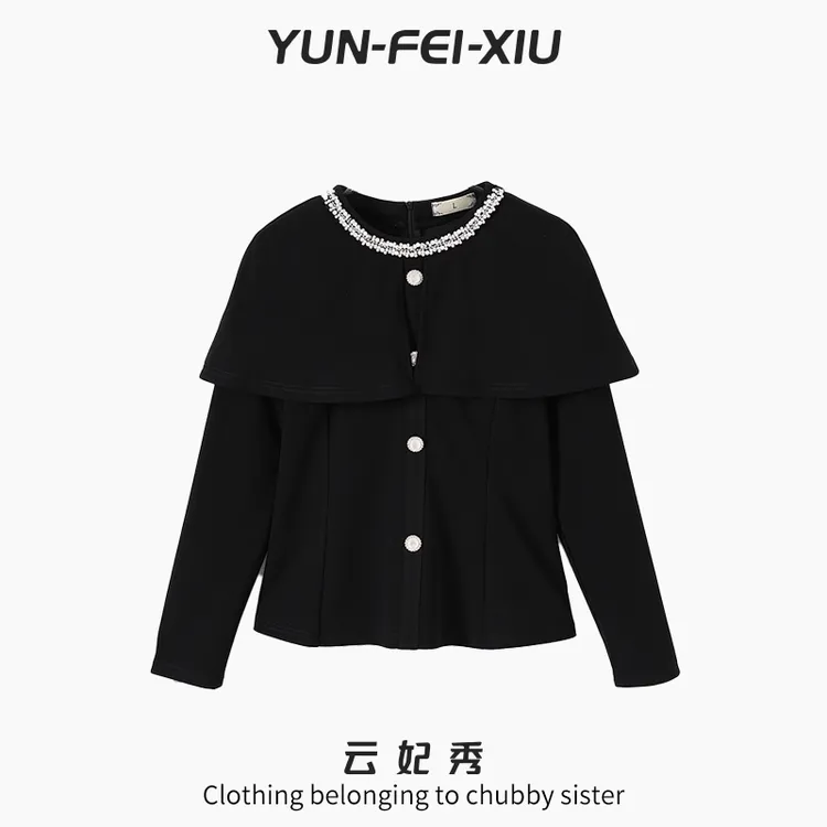 云妃秀大码女装衬衫时尚休闲胖妹妹显瘦宽松遮肉上衣秋季68676