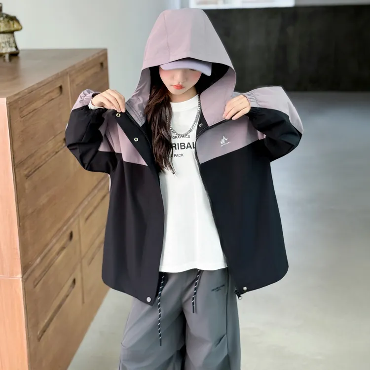 女童外套春秋2025新款洋气大童儿童秋装风衣女孩户外冲锋衣上衣服