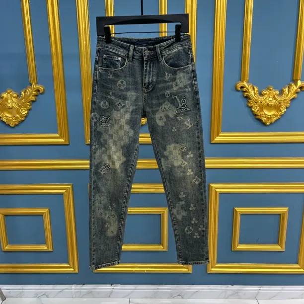 2220男士轻奢欧货修身小脚印花提花弹力百搭秋冬牛仔裤