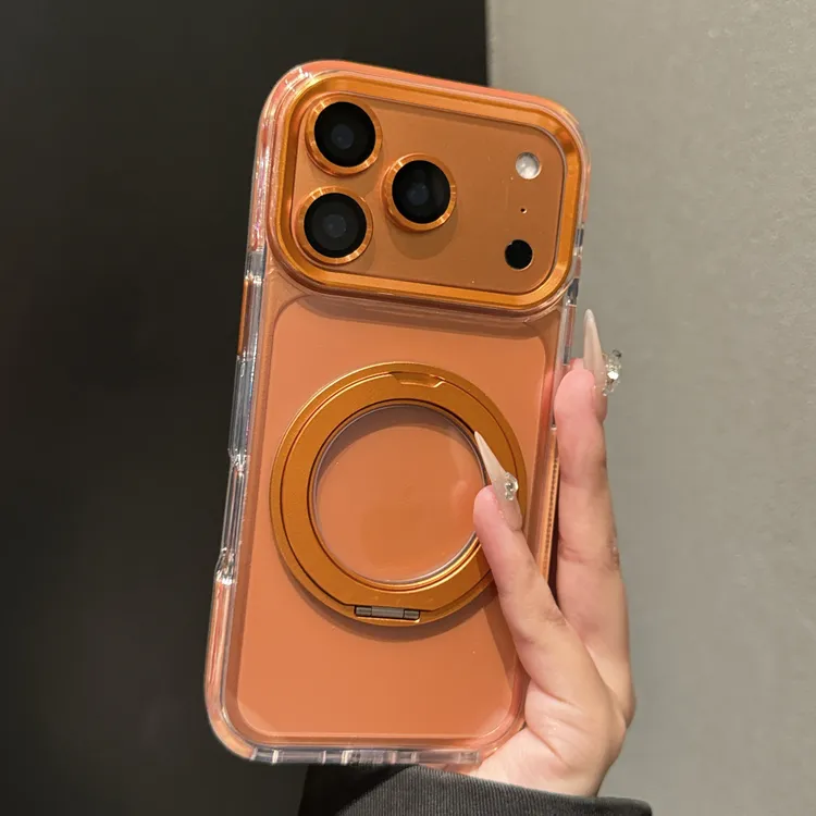星宇橙新品17适用于苹果17promax手机壳透明旋转磁吸支架iPhone16