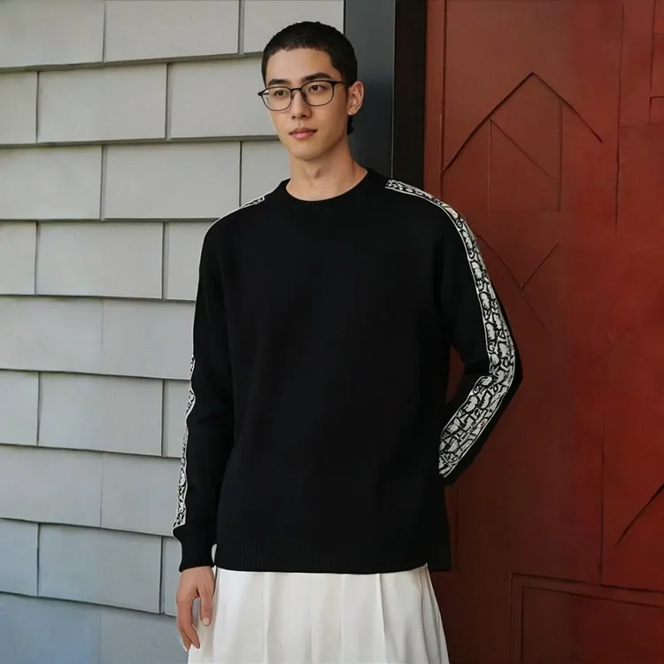 SSR早秋新款袖子字母圆领针织衫上衣美式时尚潮流情侣长袖卫衣