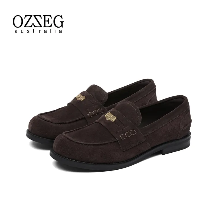 OZZEG澳泽格2025春季新款真皮休闲舒适英伦风女款乐福鞋25CB01