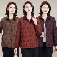 秋季新款妈妈装翻领双层宽松老年女外套时尚洋气大码春秋秋季外套