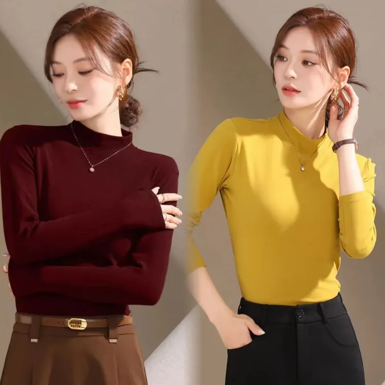 2025秋冬新款蚕丝蛋白润肤百搭半高领百搭保暖时尚打底衫