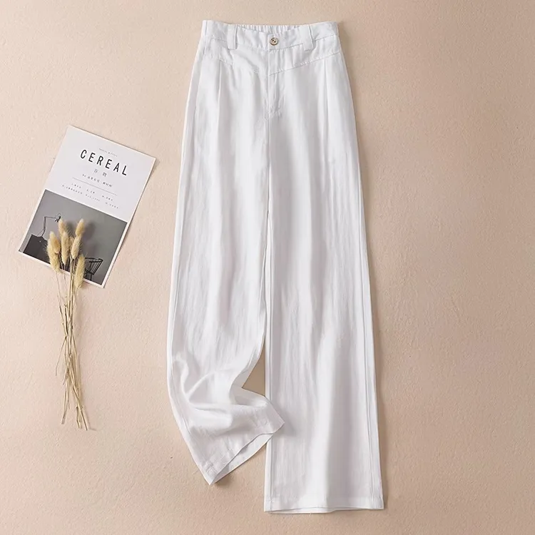 棉麻白色阔腿裤女夏季2025新款苎麻防晒山本裤宽松亚麻休闲拖地裤