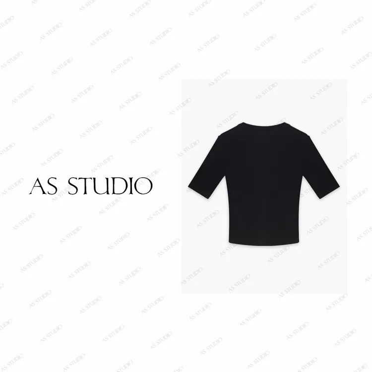 【AS烧仙草】25新经典儒雅软糯圆领五分袖修身显瘦上衣AS25CSY4096