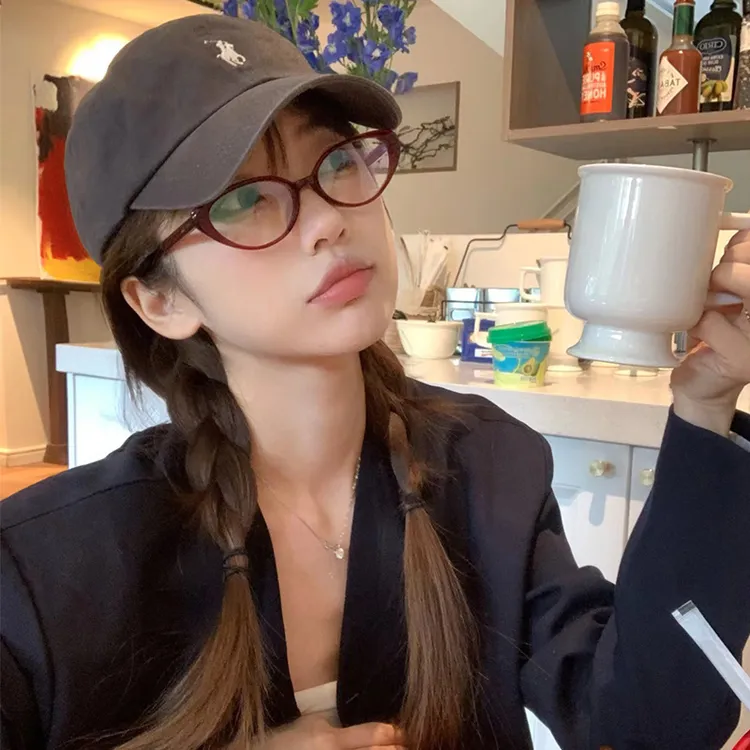 复古文艺红色猫眼眼镜框女显脸小近视可配度数素颜神器眼镜韩版