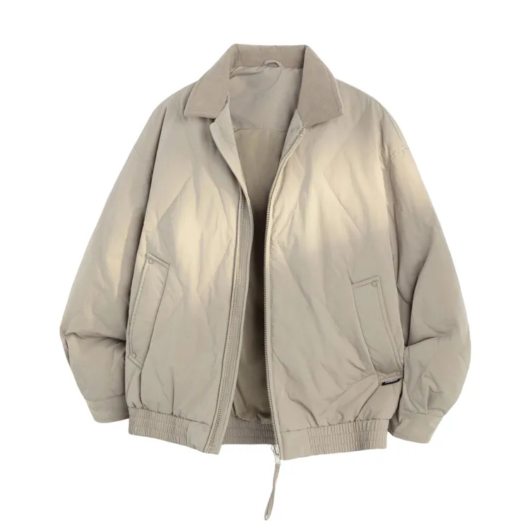 冬季厚款90白鸭绒羽绒服菱形格翻领宽松保暖外套男士休闲百搭男装