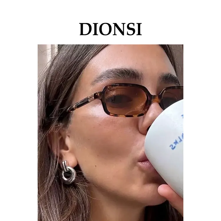 【Dionsi】时尚乖巧经典潮款椭圆框复古茶色防晒墨镜职场百搭款式