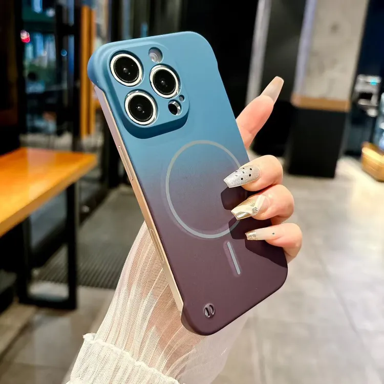 新款渐变无边框磁吸适用苹果16promax手机壳华为荣耀oppo小米vivo