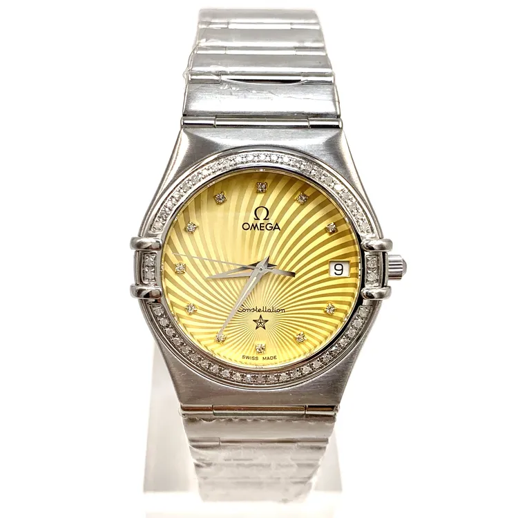 99新 Omega/欧米茄 星座/精钢/金色盘/石英/表径33mm/女表