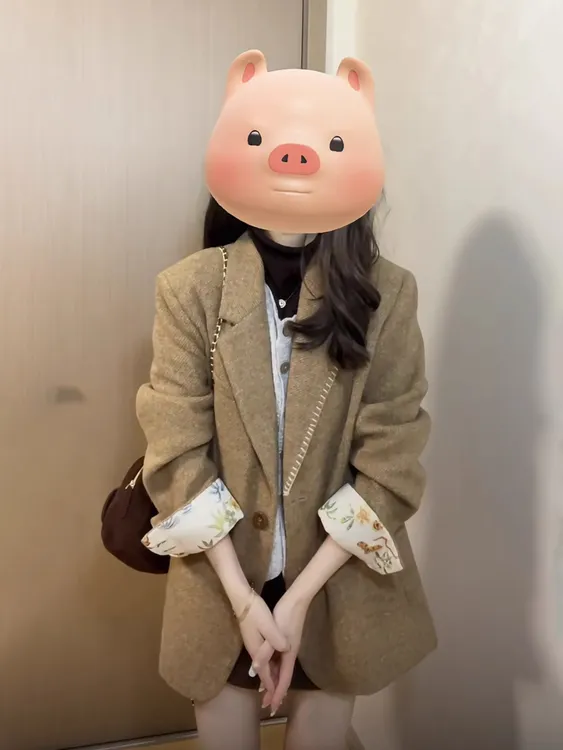 西装外套女2025秋冬新款韩版宽松加厚毛呢小个子短款羊毛呢子大衣