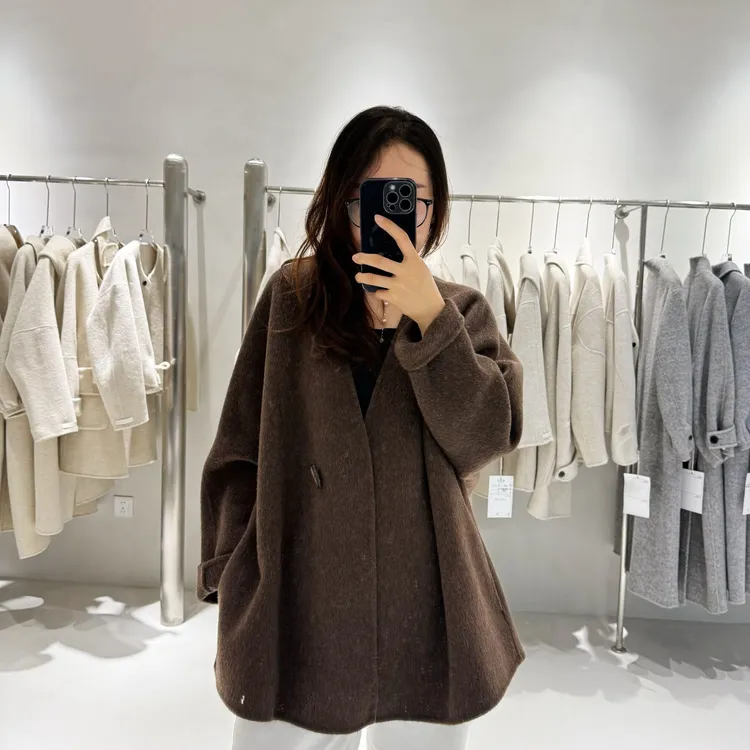 100%纯羊毛轻奢气质简约百搭时尚慵懒廓形双面大衣
