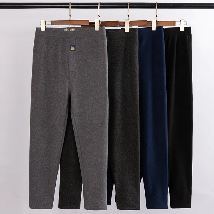 男款秋冬加绒保暖裤内穿加厚高腰打底秋裤一体裤德绒保暖裤撕开