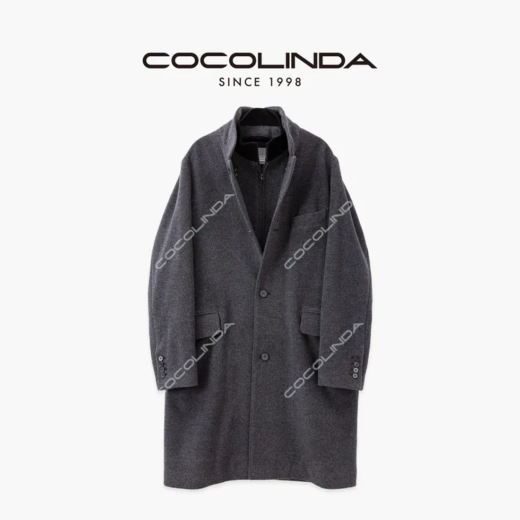 COCOLINDA| 绵羊毛老钱风长款男女CP平驳领双面呢风衣外套C3213