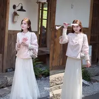 【婷婷】《灼灼•桃花》特别设计袖口提花国风上衣 TT2SQTH2178