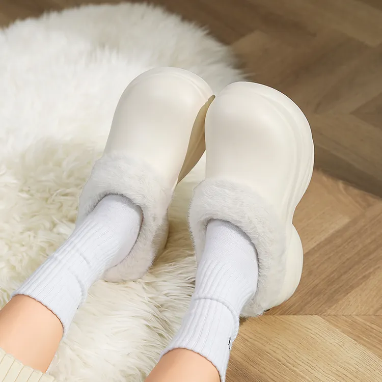 冬季新款加厚保暖包头防滑厚底增高女士外穿棉拖鞋