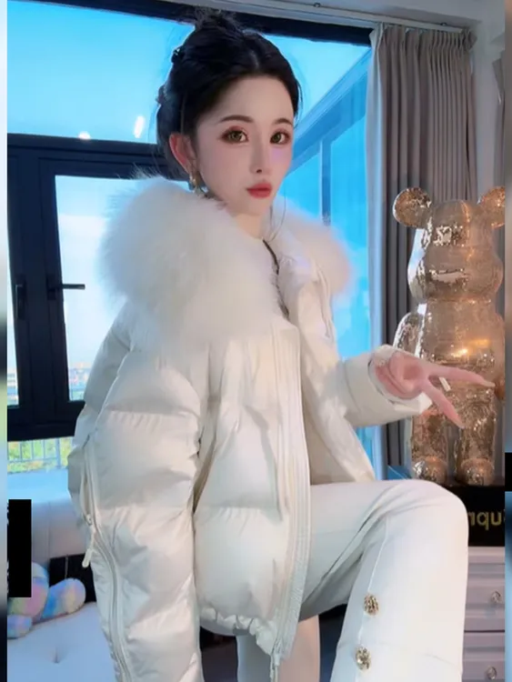 【当日发货】御姐大毛领短款设计棉服女装2025新款保暖面包服外套冬