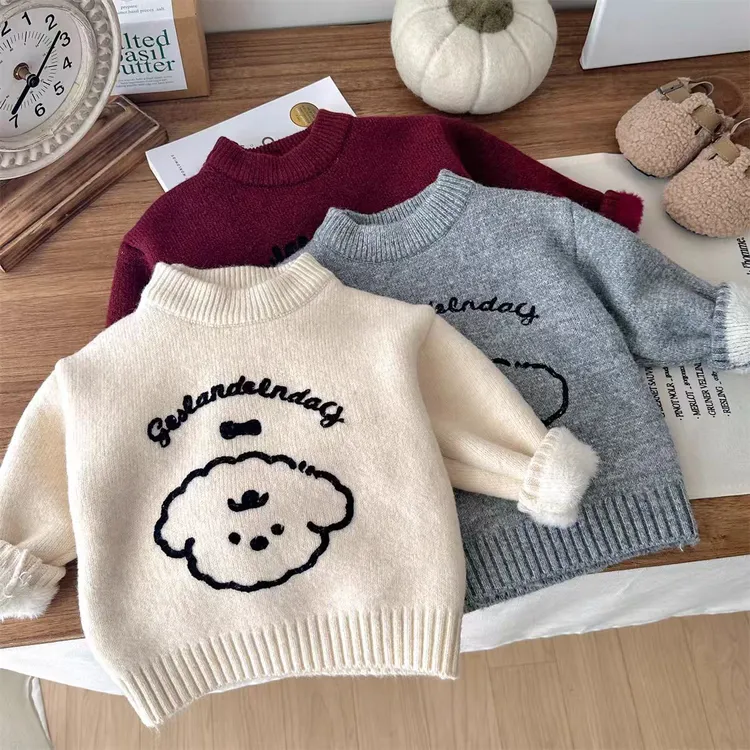 糯米丸子家宝宝毛衣2025一体绒可爱针织婴儿冬装衣服加厚毛衫儿童