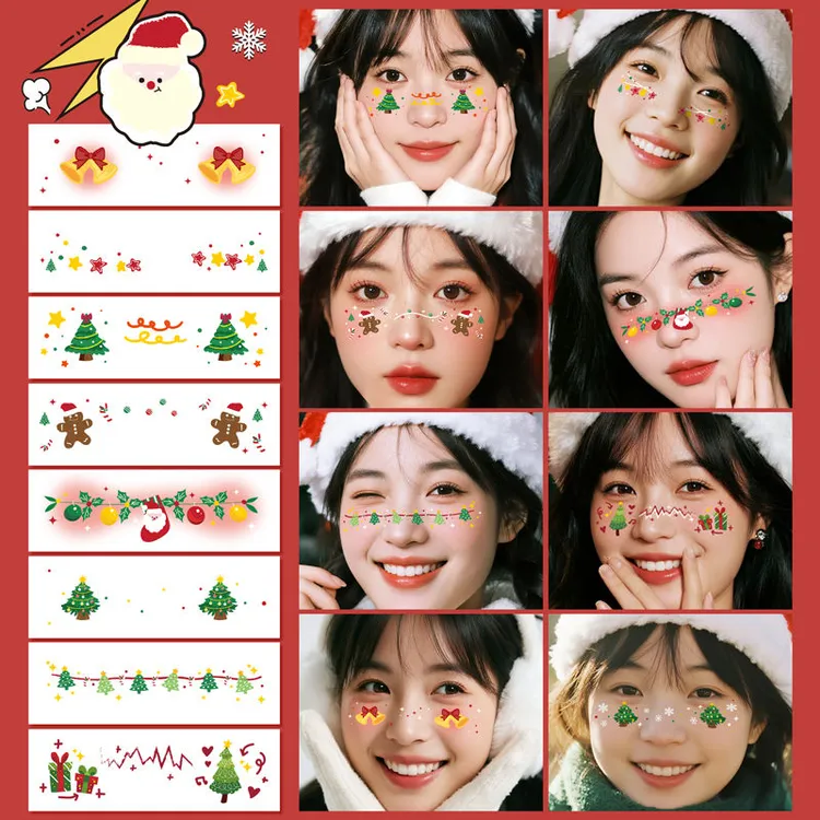 ins高颜值彩色万圣圣诞系创意妆容贴纸包氛围感节日气氛脸部装饰