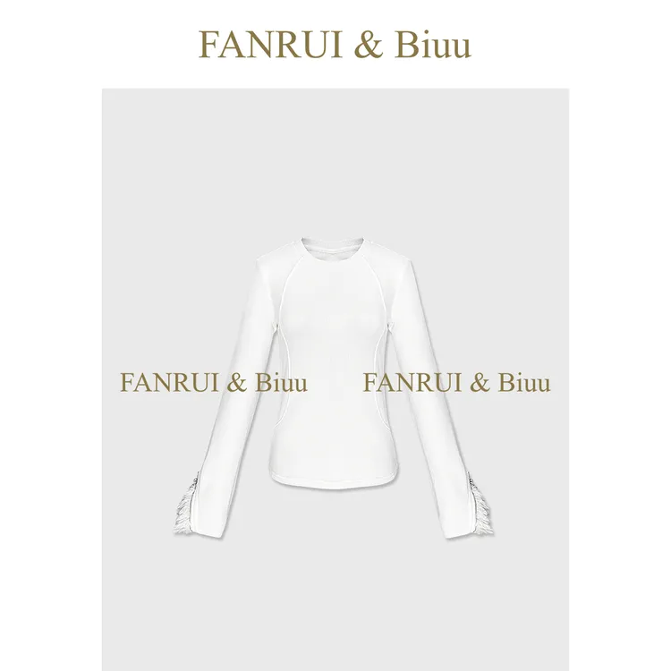FANRUI/泛芮「绒语肌理」毛边袖独特设计纯色气质厚款打底衣B19827