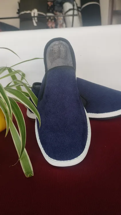 透气圆头透气养脚厚款百搭风布鞋防滑冬季千层底男鞋藏青色